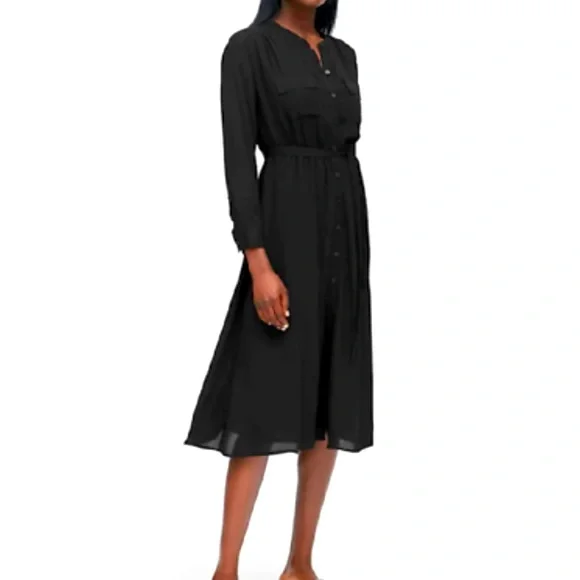 Banana Republic | Dresses | Banana Republic Japan Black Midi Shirt Dress |  Poshmark